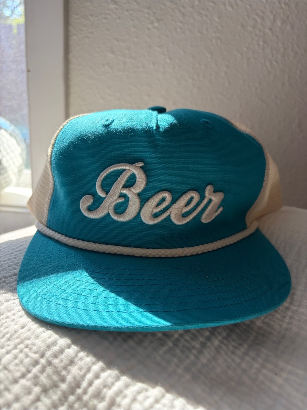 Turquoise and Cream 'Beer' Rope-Trim Trucker Cap - Deschutes Brewery